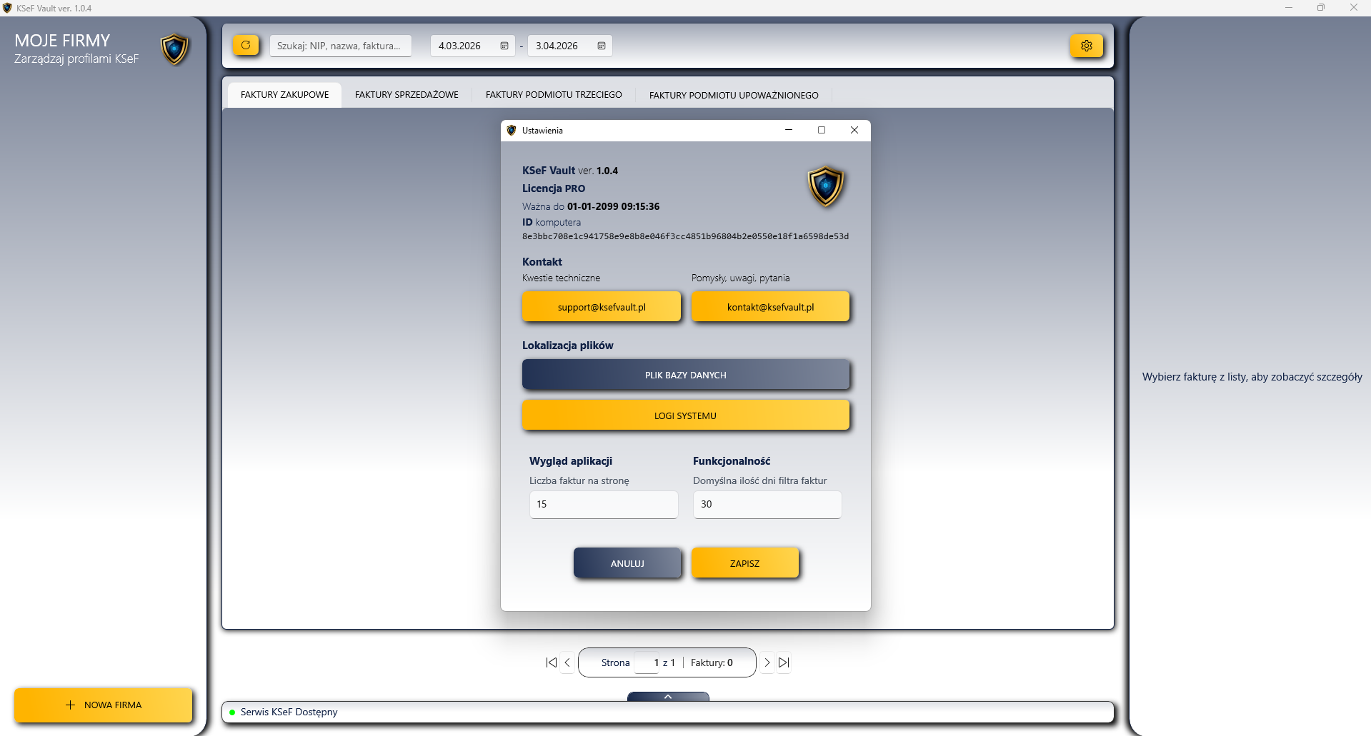 Settings KSeF Vault